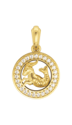 Capricorn Charm Pendant in 14K Gold with Diamonds on Leather Cord